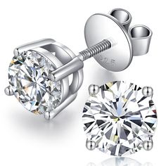 PRICES MAY VARY. ❤.【DIAMOND EARRINGS】925 Sterling Silver Stud Earrings, 4A+ Cubic Zirconia Earrings . Comes in an Elegant GIFT BOX That Would be an Ideal Gift for Lovers, Family, Friends. ❤.【TOP QUALITY】18K White Gold Plated 925 Sterling Silver 5A Cubic Zirconia Stud Earrings. Hypoallergenic Earrings, Nickel Free, Lead Free and Cadmium Free,Perfect Choice for Sensitive Ears.d Cadmium Free,Perfect Choice for Sensitive Ears. ❤.【AAAA+ CUBIC ZIRCONIA 】Top Level Brilliant AAAAA+ Cubic Zirconia Stone, Mens Diamond Earrings, Silver Diamond Earrings, Black Stud Earrings, Womens Earrings Studs, Earring Studs, Cz Stud Earrings, Zirconia Earrings, White Gold Earrings, Diamond Stud Earrings