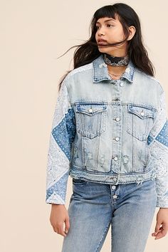 Born from Manhattan’s edgy, effortless street style scene, [BlankNYC] has offered endless iterations of cool-girl classics like distressed denim and timeless moto jackets since their launch in 2007. Patchwork Sleeve, Embroidered Jean Jacket, Quilted Patchwork, White Jean Jacket, Hooded Denim Jacket, Crop Jean Jacket, Distressed Jean Jacket, Patchwork Jacket, Distressed Denim Jacket