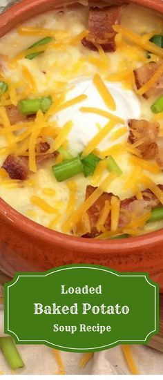 loaded baked potato soup recipe in a bowl