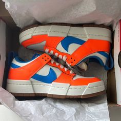 Not Worn! Box & Stock X Tag (As Pictured). Colorway: Sall/Light Blue/Total Orange. Super Cute (I Just Had To Reorder In A Bigger Size) And Comfortable! Orange Trainers, Nike Dunk Low Disrupt, Nike Dunk Low, Dunk Low, Nike Dunk, Trainers Women, Nike Dunks, White Nikes, Blue Orange