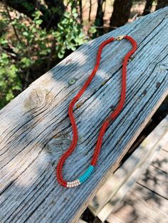 Handwoven glass seed beads brought together for the ultimate statement necklace.  This piece is 19.5" long with 14k gold filled findings.  The mesa necklace is strung with beautiful rich red seed beads accented with turquoise, off-white and brown.  Conscious wearable art to protect & reflect the sacred inside of you. Red Handwoven Necklaces With Round Beads, Artisan Red Beaded Necklaces Handwoven, Artisan Red Handwoven Beaded Necklaces, Red Handwoven Beads For Jewelry Making, Red Bohemian Necklace With Heishi Beads, Artisan Red Necklaces With Tiny Beads, Artisan Red Necklace With Tiny Beads, Red Heishi Beads Beaded Necklace, Red Heishi Bead Necklaces