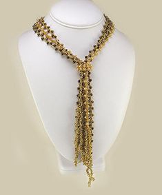 Crystal Splendor is a deliciously long necklace - lariat created using three delicately beaded chains, complimented with fluffy fringe, and held together with a beaded bead. Kit includes thunder polish glass crystal in three colors, Japanese seed beads, a spool of fireline, two needles, and step by step instructions. Kit makes up to a 42 inch (including fringe) necklace. Excellent project for all levels of beaders, however the beaded bead is made using right angle weave, and those additional ins Weaving Necklace, Seed Bead Pattern, Earring Kit, Diy Jewelry Inspiration, Jewelry Making Kits, Beaded Jewlery, Bracelet Kits, Fringe Necklace, Crochet Jewelry