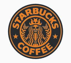 the starbucks logo with a skeleton in it