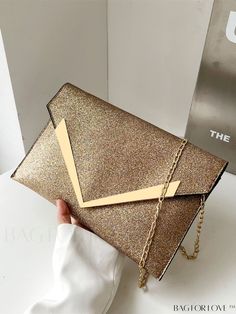 BagForLove - Metallic Envelope Bag with Glitter Gold Evening Bag For Valentine's Day, Gold Clutch Bag For Prom, Gold Glitter Evening Bag For Wedding, Gold Bag For Valentine's Day Party, Gold Bags For Valentine's Day Party, Gold Party Bags For Valentine's Day, Gold Glitter Bag For Gift, Gold Envelope Clutch As Gift, Gold Envelope Clutch For Events