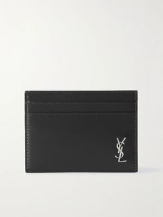 SAINT LAURENT's accessories are so classic and timeless. This cardholder is made from smooth leather and detailed simply with the house's storied monogram plaque and four slots. The streamlined shape will be barely noticeable when it's in your pocket. Saint Laurent Collection, Leather Cardholder, English Shop, Latest Sneakers, Leather Silver, Card Holder Leather, Black Logo, Sneaker Shopping, Mr Porter