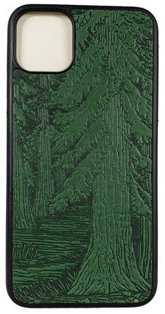 Oberon Design Genuine Leather iPhone Case Forest Phone Case, Green Phone Case, Iphone Holder, Green Iphone, Iphone Case Protective, Iphone Leather Case, Forest Design, Leather Pieces, Pine Trees