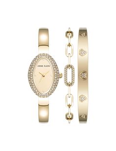 Anne Klein Gold-Tone Devoted Watch And Bracelet Set Watch And Bracelet Set, Sweet Band, Gold Bracelet Set, Jewelry Clasps, Polish Jewelry, Watch Collection, Minerals Crystals, Quartz Movement, Bracelet Set