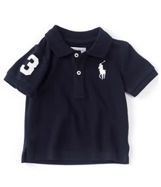 From Ralph Lauren Childrenswear&#x2C; this shirt features:ribbed polo collarshort sleeves with ribbed armbandstwo-button placketsignature embroidered big pony at the left chestSize 9 months has an approx. 12" front body length and a 13" back body lengthcottonmachine washImported. Luxury Baby Gifts, Polo Shirt Outfits, Polo Outfit, Baby Nike, Inspo Outfit, Baby Outfits, Ralph Lauren Polo, Toddler Fashion