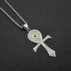 40413030482038|40413030514806|40413030547574 Egypt Necklace, Eye Of Horus Necklace, Egypt Jewelry, Ankh Cross, Rhinestone Chain, Jewelry Wholesale, Eternal Life, Cross Pendant Necklace, Steel Necklace