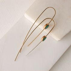 Turquoise Cabochon Threader Earring Hoops. Minimalist Threader Earrings. Turquoise Threader Earrings. Beach Summertime Earrings. - Etsy Minimalist Turquoise Teardrop Earrings, Minimalist Turquoise Hoop Earrings For Gifts, Minimalist Turquoise Earrings For Everyday Wear, Minimalist Turquoise Hoop Earrings As Gift, Minimalist Turquoise Earrings For Everyday, Everyday Turquoise Brass Jewelry, Adjustable Modern Earrings In 14k Gold Filled, Turquoise 14k Gold Filled Earrings For Everyday, Modern Adjustable 14k Gold Filled Earrings