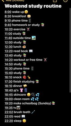 Weekend Study Routine, Kye Core, Weekend Routines, Routines Ideas, Middle School Advice, Weekend Routine, Easy Morning Routine, Morning Routines List