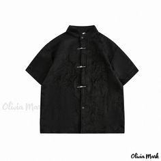 Olivia Mark - Contemporary Design Short-Sleeve Shirt with Coordinating Embroidered Patterns Chinese Street Style, Looks For Men, Embroidered Patterns, Hoodies Graphic, Clothing Projects, Hip Hop Tee, Nike Streetwear, Chinese Traditional Clothing, Streetwear Shirts