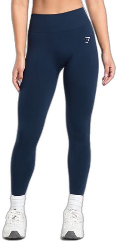 Breathable Tights For Sports, Casual Stretchy Seamless Activewear, Seamless Micro-elastic Leggings For Sports, Comfortable Stretch Breathable Activewear, Seamless Solid Color Leggings For Running, Blue Seamless Activewear With 4-way Stretch, Seamless Leggings For Running, Seamless Stretch Running Bottoms, Seamless Solid Leggings For Running