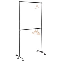 a clothes rack with two hangers attached to the top and one hanging from the bottom