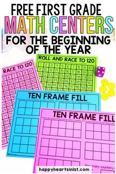 Free math center games for first grade Race to 120 Ten Frame Fill First Week Math Activities 1st Grade, Grade 1 Independent Activities, 1st Grade Math Stations Free, 1st Grade Play Centers, 1st Grade Math Small Groups, 1st Grade Math Centers Work Stations, First Grade Math Rotations, Math Centers Organization