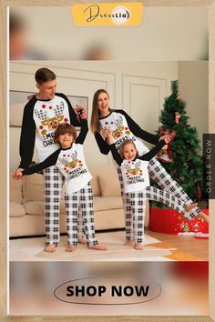 Family Matching Outfits Christmas Clothes Home Suit Holiday Long Sleeve Home Sets, Matching White Christmas Sets, White Matching Christmas Sets, Family Matching Sets For Festive Holiday Season, Festive Family Matching Sets For Holidays, Christmas Cotton Sets For Festive Occasion, Holiday Matching Long Sleeve Sets, Christmas Cotton Sets, Casual White Christmas Sets