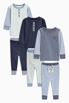 Buy Three Pack Blues Stripe Snuggle Fit Pyjamas (9mths-8yrs) from the Next UK online shop Winter Pyjamas, Comfy Pajamas, Newborn Clothes, Winter Pajamas, Pajamas Comfy