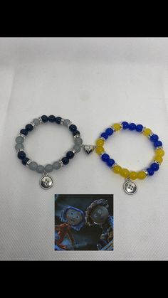 Handmade Coraline and Wybie inspired matching bracelets!  *SILVER PLATED* Check out my shop for more handmade bracelets 🧵💕 Bracelets Matching Couple, Coraline Bracelet Ideas, Coraline And Wybie Bracelets, Coraline Bracelet, Rls Goals, Coraline And Wybie, Couple Stuff, Bracelets Ideas, Friendship Bracelets With Beads