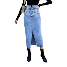 Revive the '90s with our 2023 Summer Collection: the long. stonewashed. tall-waist jean skirt that will make you stand out! Our statement denim piece is crafted with a distinctive damaged pattern. sleek slim fit. zipper and button duo and premium quality denim for a bold and stylish look.Distinctive Features: Grunge Elegance: Inspired by the iconic '90s alternative movement. these jeans embody rebellion and sophistication. Distinctive Distressed Pattern: Expertly crafted wear and tear. capturing High Waist Non-stretch Denim Skirt, Non-stretch High Rise Fall Skirt, Non-stretch High Waist Denim Skirt, Fall High Waist Denim Skirt, Fall Denim Stretch Skirt, Trendy Denim Skirt For Fall, Non-stretch Denim Blue Straight Leg Skirt, Fall Denim Skirt In Denim Blue, Trendy High-waist Non-stretch Denim Skirt