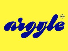 the word argle is written in blue on a yellow background