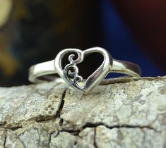 Sterling silver heart ring in sizes 4, 5, 6, 7, 8 Elegant Engraved Heart-shaped Ring, Elegant Sterling Silver Heart Ring Stamped 925, Elegant Heart Ring In Sterling Silver Stamped 925, Elegant Engraved Sterling Silver Heart Ring, Elegant Engraved Heart Ring For Anniversary, Elegant Silver Engraved Heart Ring, Puzzle Ring, Blue Earth, Silver Heart Ring