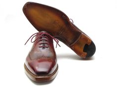 Paul Parkman Bordeaux & Camel Wingtip Oxford Good Year Welted - Dudes Boutique Brown Oxfords For Galas With Goodyear Welt Construction, Wingtip Oxfords With Bridle Leather And Leather Sole, Brogue Oxfords For Galas With Snip Toe, Snip Toe Brogue Oxfords For Galas, Wingtip Oxfords With Rubber Sole In Bridle Leather, Wingtip Oxfords With Rubber Sole And Bridle Leather, Wingtip Bridle Leather Oxfords With Rubber Sole, Goodyear Welted Snip Toe Oxfords For Galas, Designer Brown Oxfords Goodyear Welted