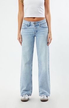 Levi's Abraided Art Superlow Loose Jeans | PacSun Mom Jeans Light Wash, Light Wash Jeans Aesthetic, Levi Wide Leg Jeans, Low Rise Light Wash Jeans, Jeans Tall Women, Levi Low Loose Jeans, Outfits To Wear With Jeans, Low Rise Levis, Blue Clothes Aesthetic