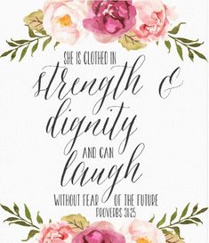 the quote for she is clothed in strength and beauty