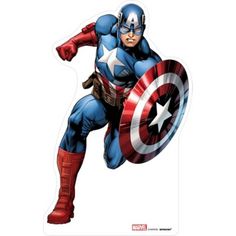 captain america flying through the air with his arms out and one hand on his hip