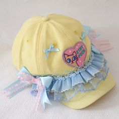 This price is for a cap only, others are not included. Cute Core Accessories, Kawaii Accessories Jewelry, Beach Accessories Must Have, Baseball Cap Diy, Cap Reference, Weird Accessories, Harajuku Accessories, Cute Clips, Yellow Items