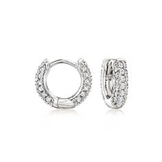 Ross-Simons - .50 ct. t. w. Cubic Zirconia Huggie Hoop Earrings in Sterling Silver. 3/8". Everyday elegance is more accessible with CZs. These ultra-petite huggie hoop earrings glimmer at the front and back with .50 ct. t. w. CZs in sterling silver. Hanging length is 3/8". Hinged post, CZ hoop earrings. CZ weights are diamond equivalents. Clear Stone, Huggie Hoop Earrings, Stone Cuts, Fine Jewellery Earrings, Jewelry Earrings Hoops, Huggies Earrings, Sterling Silver Earrings, Stone Color, Women's Earrings