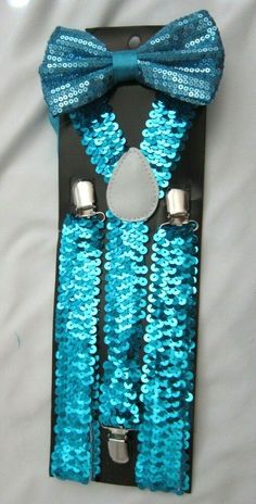 Kids Suspenders, Suspenders Fashion, Tie And Suspenders, Suspenders For Kids, Suspenders Wedding, Silk Bow Ties, Silk Bow, Aqua Turquoise, Black Sequins