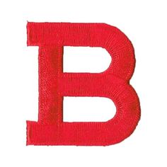 the letter b is made up of red thread and has been stitched into it