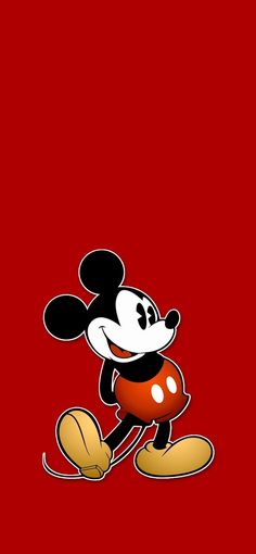 the mickey mouse wallpaper is red and black