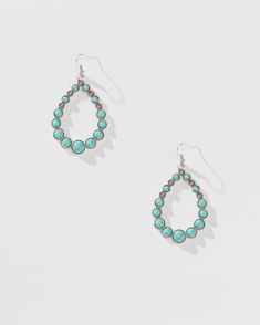 Rhodium plated Hypoallergenic Tear drop statement earring with turquoise stones Fish hook post closure Measurement approx. 2" Statement Drop Earrings, Fish Hook, Turquoise Stone, Rhodium Plated, Statement Earrings, Plating, Turquoise, Stone