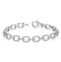 Uneek Pavé Chain LInk Diamond Bracelet Chain Link Bracelet, Bracelet Designs, Link Bracelets, Chain Bracelet, Chain Link, Lobster Clasp, Diamond Bracelet, Round Diamonds, Silver Bracelet