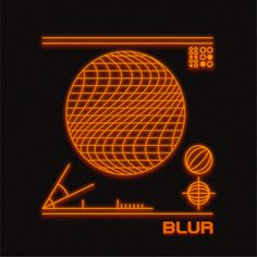 an orange neon sign with the word blur on it in front of a black background