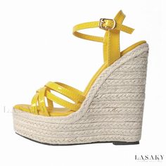 Lasaky - Slip-On Sandals with Adjustable Straps Summer Strap Closed Toe Heels, Summer Closed Toe Strap Heels, Summer Closed Toe Heels With Strap, Adjustable Strappy Wedge Sandals For Beach, Adjustable High Heel Summer Sandals, Adjustable Strappy Wedge Sandals For Vacation, Trendy Strapped Sandals For Vacation, Adjustable Open Toe Heels For Summer, Strappy Synthetic Wedge Sandals For Vacation