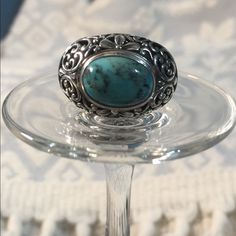 Nwot Stamped 925 Sterling Silver Ring. Hefty Ring With A Gorgeous Under Gallery. Stone Is About 13mm By 9mm. Genuine Turquoise. Irregularities Are To Be Expected With Natural Gemstones. Elegant Turquoise Gemstone Ring For Formal Occasions, Classic Turquoise Ring For Formal Occasions, Classic Formal Turquoise Ring, Elegant Turquoise Cabochon Ring, Elegant Turquoise Ring, Classic Blue Turquoise Ring Stamped 925, Classic Blue Turquoise Sterling Silver Ring, Classic Blue Turquoise Ring In Sterling Silver, Elegant Sterling Silver Hallmarked Turquoise Ring