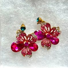 In New With Box Condition. Red Flower Decorated Jewelry For Spring, Rose Red Flower Earrings, Rose Red Flower-shaped Earrings, Pink Gold Flower Earrings As Gift, Pink Gold Flower Earrings For Gifts, Rose Red Flower Earrings For Party, Rose Red Flower-shaped Earrings For Pierced Ears, Rose Red Flower Earrings For Pierced Ears, Pink Feminine Flower Earrings For Party