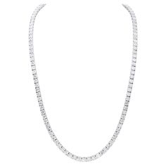 Custom 14 k white gold 4 prong diamond tennis necklace 11.45 cts round diamonds 156 stones 0.07 each Color GH SI clarity. Excellent cut Tina Knowles, Diamond Tennis Necklace, American Modern, Tennis Necklace, Link Necklace, Beyonce, Diamond White, Round Diamonds, Neiman Marcus