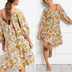 New W Tags Never Worn Daily Practices, Floral Tunic, Anthropologie Dress, Anthropologie Dresses, Tunic Dress, Green Yellow, Off The Shoulder, Anthropologie, Colorful Dresses