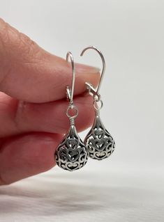 Sterling Silver Earrings Tear Drop Filigree Charm Earrings | Etsy Pierced Teardrop Pendant Jewelry For Gift, Ornate Drop Earrings Gift, Ornate Drop Earrings For Gifts, Filigree Drop Earrings As A Gift, Gift Filigree Drop Earrings, Ornate Sterling Silver Teardrop Earrings For Gift, Ornate Sterling Silver Teardrop Earrings As Gift, Gift Drop Earrings With Filigree Detail, Filigree Drop Jewelry As Gift