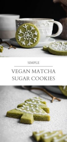 simple vegan matcha sugar cookies on a table