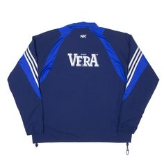 Item is in good used condition. >Size: L >Armpit To Armpit: 26" >Armpit To Cuff: 24" >Collar To Hem: 29" Blue Varsity Track Jacket For Sports Events, Varsity Blue Track Jacket For Sports Events, Blue Collegiate Track Jacket For Sports Events, Blue Collegiate Track Jacket For College, Blue Varsity Track Jacket For Sports, Blue Collegiate Track Jacket For Sports, Blue Sportswear Outerwear, Blue Sportswear Outerwear For College, Blue Sporty Track Jacket For Streetwear