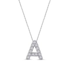 1/20 CT. T.W. Diamond Uppercase Block Initial Pendant in 10K White Gold (1 Letter) | Zales Silver Diamond Initial Pendant Necklace, Anniversary White Gold Initial Necklace With Single Diamond, White Gold Initial Necklace With Diamond For Anniversary, Classic White Gold Diamond Necklace With Initials, Classic Silver Diamond Initial Necklace, Silver Diamond Monogram Initial Necklace, Silver Diamond Initial Necklace With Diamond Accents, White Gold Initial Necklace With Diamonds, Silver Diamond Initial Necklace With Accents