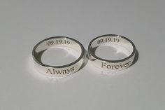 ✤ The ring is a Solid High-Quality Sterling Silver Ring. (Nickel free ring) ✤ Unique and personalized, you can add name, date, initials, quote, signature, handwriting, picture, etc. Make it only one piece in the world. ✤ Using a computer engraving machine to engrave the ring. Many font designs, consistently line and sharp. IF YOU HAVE ANY QUESTIONS or REQUEST, PLEASE CONTACT ME. = RING DETAILS = ✤ Band wide: 4 mm (If you want other wide, please visit my shop or contact me.) ✤ Engraved Color: Bla Matching Engraved Rings, Promise Rings With Initials, Cute Promise Rings For Couples Unique, Make Promise Ring, Promise Rings For Boyfriends, Promise Ring Ideas For Him, Promise Ring Matching, Rings For Your Girlfriend, Couples Promise Rings Matching Set