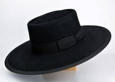 Bolero Hat |The BUCKAROO |  Black Fur Felt Vaquero Crown Wide Brim Hat Men Women | Western hats by AgnoulitaHats on Etsy https://www.etsy.com/listing/601073807/bolero-hat-the-buckaroo-black-fur-felt Wide Brim Hat Men, Spanish Hat, Wide Brim Hat Women, Bolero Hat, Round Hat, Flat Brim Hat, Chapeau Cowboy, Riding Hats, Hat Men