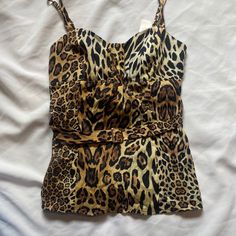 Guess By Marciano Adjustable Straps Size Xs Chic Leopard Print Sleeveless Top, Yellow Fitted Tank Top With Tank Straps, Yellow Fitted Tank Top With Straps, Fitted Yellow Sleeveless Camisole, Chiffon Tank Tops, Embellished Collar, Bohemian Blouses, Backless Top, Guess By Marciano