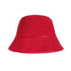 Hand knit red raffia bucket hat. It weighs next to nothing and lets cooling breezes blow through, whether you're working, trekking or kicking back at the beach. Colour: Here shown in RED. Made to order in 24 colors Composition: 100% raffia. Size:  XS - 53/54 cm   S - 55/56 cm   M - 57/58 cm   L - 59/60 cm XL - 61/62 cm Brim: 5 cm / 2 in Care: Clean with a wet sponge, then dry with a steam.  Made entirely by hand! Please note that real colors may slightly differ from their appearance on your disp Red Straw Hat For Spring, Straw Bucket Sun Hat, Straw Bucket Hat For Summer, Straw Sun Hat With Bucket Shape For Vacation, Spring Straw Sun Hat With Bucket Shape, Straw Bucket Sun Hat For Vacation, Vacation Straw Sun Hat Bucket Shape, Vacation Bucket Sun Hat In Straw, Summer Straw Bucket Hat For Vacation